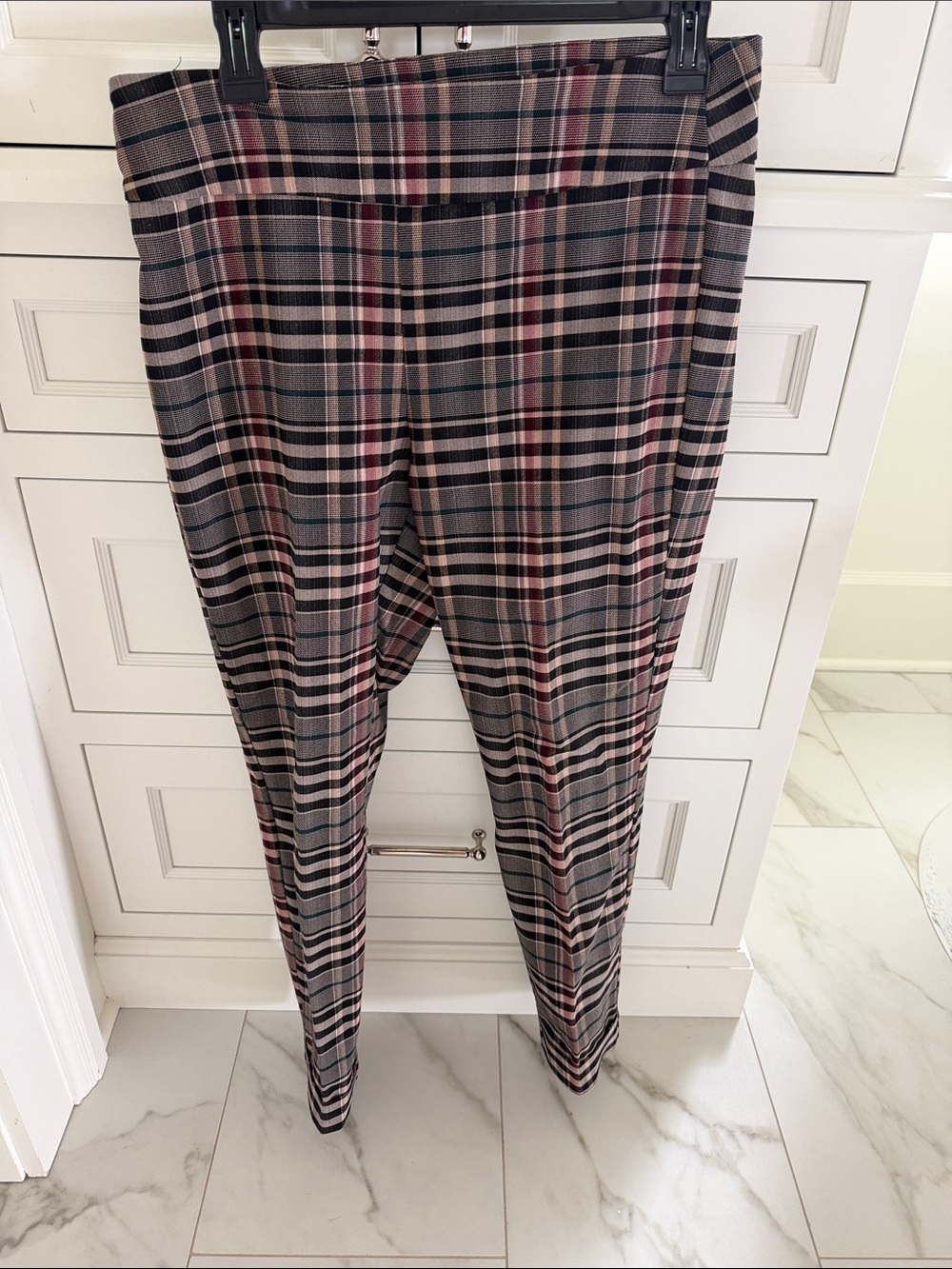Tribal Plaid Stretch cuffed, Ponte women’s pull-on pants